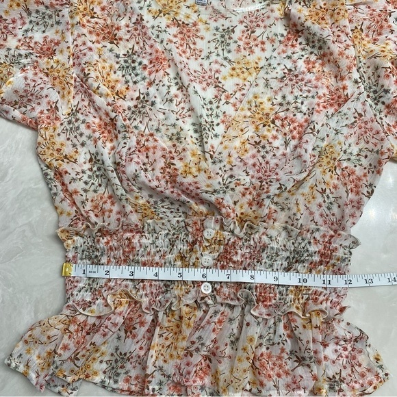 Blashe Flutter Sleeve Wrap Style Dressy Smocked Blouse Small - Picture 8 of 13